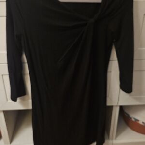 Express Black Long-Sleeve Twist-Front Dress